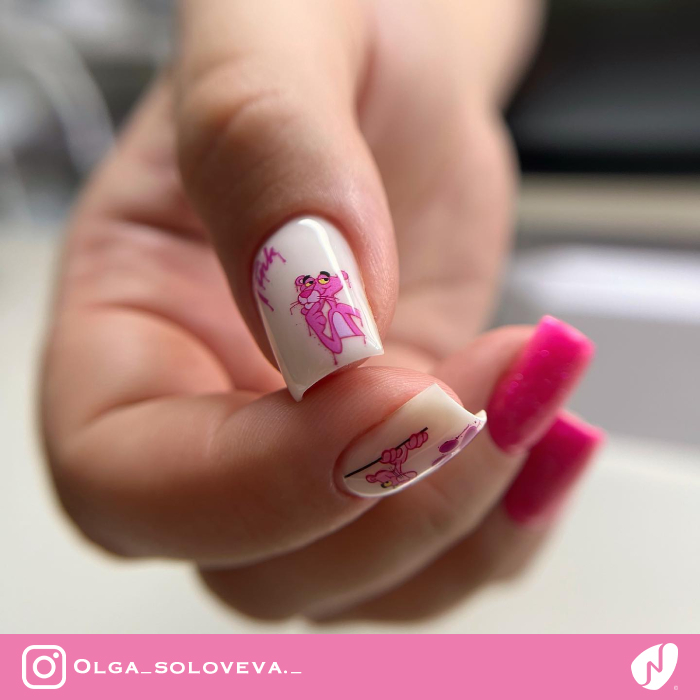 Pink Panther Nail Art